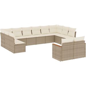 vidaXL 12-tlg. Garten-Sofagarnitur Beige Poly Rattan vidaXL 12-tlg. Garten-Sofagarnitur Beige Poly Rattan