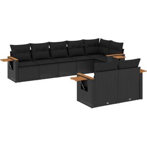 vidaXL 9-Teiliges Garten-Sofagarnitur Mit Kissen Schwarz - Modell vidaXL 9-Teiliges Garten-Sofagarnitur Mit Kissen Schwarz - Modell