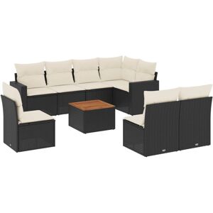 vidaXL 9-Teiliges Garten-Sofagarnitur mit Kissen in Schwarz vidaXL 9-Teiliges Garten-Sofagarnitur mit Kissen in Schwarz