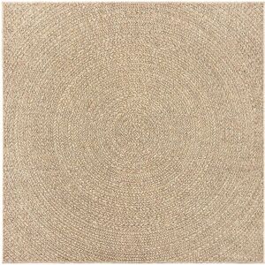 vidaXL Brown Round Jute Look Indoor Outdoor Rug 240x240cm - Floor Carpet vidaXL Brown Round Jute Look Indoor Outdoor Rug 240x240cm - Floor Carpet