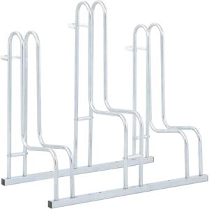 vidaXL Bicycle Stand for 3 Bikes - Galvanised Steel - Indoor vidaXL Bicycle Stand for 3 Bikes - Galvanised Steel - Indoor