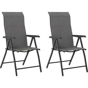 vidaXL Grey Foldable Garden Chairs Set of 2 - Garden Chairs vidaXL Grey Foldable Garden Chairs Set of 2 - Garden Chairs
