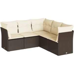 vidaXL 5-Tlg. Garten-Sofagarnitur Mit Kissen Poly Rattan Farbe: Braun und Creme Mod - Gartenmöbel Set mit Kissen vidaXL 5-Tlg. Garten-Sofagarnitur Mit Kissen Poly Rattan Farbe: Braun und Creme Mod - Gartenmöbel Set mit Kissen