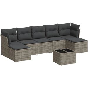 vidaXL 8-tlg. Garten-Sofagarnitur mit Kissen - Poly Rattan - Grau - Modell: Mit Ti vidaXL 8-tlg. Garten-Sofagarnitur mit Kissen - Poly Rattan - Grau - Modell: Mit Ti