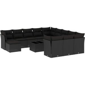 vidaXL 12-tlg. Garten-Sofagarnitur mit Kissen schwarz vidaXL 12-tlg. Garten-Sofagarnitur mit Kissen schwarz