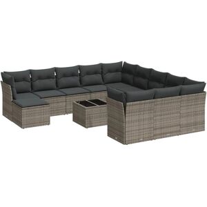 vidaXL Gartensofagarnitur mit Kissen - Grau, 13 Teile vidaXL Gartensofagarnitur mit Kissen - Grau, 13 Teile