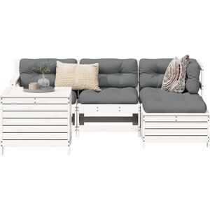 vidaXL Garden Sofa Set 5 Piece Outdoor Sofa Corner Sofa White Solid Wood Pine - Garden Sofa Set vidaXL Garden Sofa Set 5 Piece Outdoor Sofa Corner Sofa White Solid Wood Pine - Garden Sofa Set