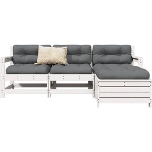 vidaXL Garden Sofa Set 4 Piece White Solid Pine Outdoor Furniture - Garden Sofa Set vidaXL Garden Sofa Set 4 Piece White Solid Pine Outdoor Furniture - Garden Sofa Set