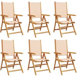 vidaXL Beige Reclining Garden Chairs Set of 6 - Outdoor Furniture vidaXL Beige Reclining Garden Chairs Set of 6 - Outdoor Furniture