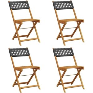 vidaXL Black Foldable Garden Chairs with Solid Acacia Wood & Rattan - Garden Chairs vidaXL Black Foldable Garden Chairs with Solid Acacia Wood & Rattan - Garden Chairs