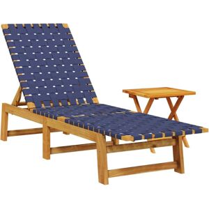 VidaXL Gartenstuhl mit Akazienholz und Tisch - Sonnenliege - Blau, Braun VidaXL Gartenstuhl mit Akazienholz und Tisch - Sonnenliege - Blau, Braun