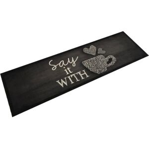 vidaXL Black Velvet Kitchen Rug 45x150 cm - Kitchen Rug vidaXL Black Velvet Kitchen Rug 45x150 cm - Kitchen Rug