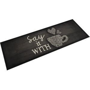 vidaXL Black Kitchen Rug 60x180 cm Velvet - Kitchen Rug vidaXL Black Kitchen Rug 60x180 cm Velvet - Kitchen Rug
