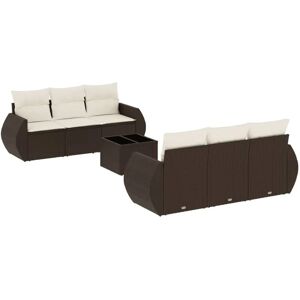 vidaXL Gartenmöbel-Set - Braun und Creme - 7-teiliges Sofa vidaXL Gartenmöbel-Set - Braun und Creme - 7-teiliges Sofa
