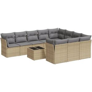vidaXL Gartenmöbel-Set - 11-tlg., Beige, Modular, Outdoor Furniture vidaXL Gartenmöbel-Set - 11-tlg., Beige, Modular, Outdoor Furniture