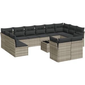vidaXL Garten-Sofagarnitur 12-tlg. Hellgrau - Poly Rattan vidaXL Garten-Sofagarnitur 12-tlg. Hellgrau - Poly Rattan