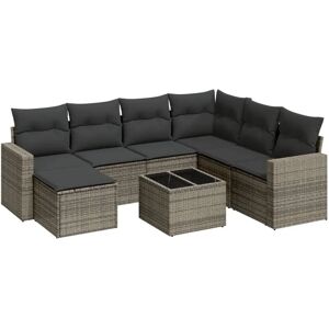 vidaXL 8-Tlg. Garten-Sofagarnitur Mit Kissen Poly Rattan grau Modell: Ohne T - Gartenmöbelset vidaXL 8-Tlg. Garten-Sofagarnitur Mit Kissen Poly Rattan grau Modell: Ohne T - Gartenmöbelset
