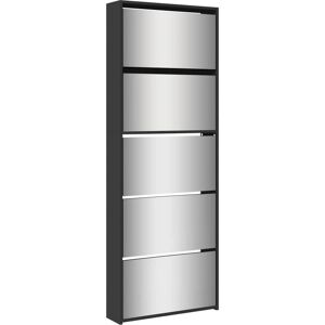 vidaXL Shoe Cabinet 5-Layer Mirror 63x17x169.5cm Rack Organiser Oak/White - Shoe Cabinet vidaXL Shoe Cabinet 5-Layer Mirror 63x17x169.5cm Rack Organiser Oak/White - Shoe Cabinet