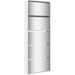 vidaXL White Shoe Cabinet 5-Layer Mirror 63x17x169.5cm - Shoe Storage vidaXL White Shoe Cabinet 5-Layer Mirror 63x17x169.5cm - Shoe Storage