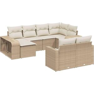 vidaXL Garden Sofa Set 10 Piece with Cushions Outdoor Sofa Beige Poly Rattan vidaXL Garden Sofa Set 10 Piece with Cushions Outdoor Sofa Beige Poly Rattan