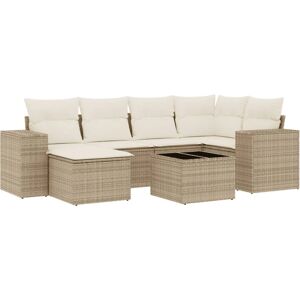 vidaXL 6-tlg. Garten-Sofagarnitur mit Kissen Beige - Gartenmöbelset vidaXL 6-tlg. Garten-Sofagarnitur mit Kissen Beige - Gartenmöbelset