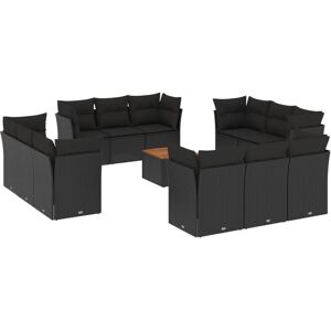 VidaXL Havemøbel-Set - Moduleret Sort Rattan 13 stk VidaXL Havemøbel-Set - Moduleret Sort Rattan 13 stk