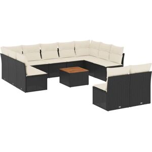 vidaXL Gartenmöbel-Set - 12-teilig, Schwarz - Loungesofa vidaXL Gartenmöbel-Set - 12-teilig, Schwarz - Loungesofa