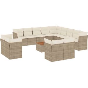 vidaXL Gartenmöbelset - Beige, 14-tlg., Modulares Design vidaXL Gartenmöbelset - Beige, 14-tlg., Modulares Design