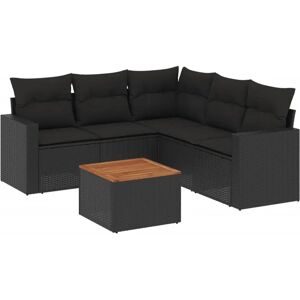 vidaXL 6-tlg. Garten-Sofagarnitur Schwarz - Bequemes Outdoor-Set vidaXL 6-tlg. Garten-Sofagarnitur Schwarz - Bequemes Outdoor-Set
