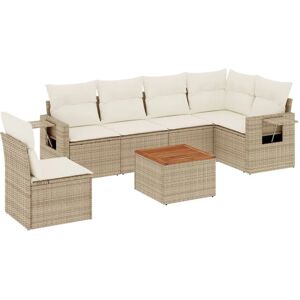 vidaXL 7-tlg. Garten-Sofagarnitur Beige vidaXL 7-tlg. Garten-Sofagarnitur Beige