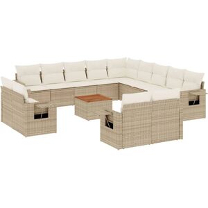 vidaXL Gartenmöbel-Set - Beige - 14-tlg. Garten-Sofagarnitur mit Kissen vidaXL Gartenmöbel-Set - Beige - 14-tlg. Garten-Sofagarnitur mit Kissen