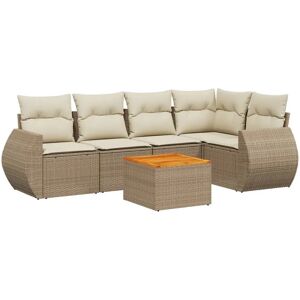 vidaXL 6-tlg. Garten-Sofagarnitur Beige - Poly Rattan vidaXL 6-tlg. Garten-Sofagarnitur Beige - Poly Rattan