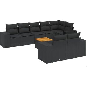 vidaXL 9-Tlg. Garten-Sofagarnitur Mit Kissen Beige Poly Rattan - Schwarz vidaXL 9-Tlg. Garten-Sofagarnitur Mit Kissen Beige Poly Rattan - Schwarz