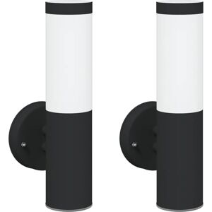 vidaXL Wall Lamp Outdoor 2 pcs Black Stainless Steel IP44 vidaXL Wall Lamp Outdoor 2 pcs Black Stainless Steel IP44