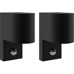 VIDAXL Black Rectangular Outdoor Wall Light with Sensor - 2 pcs VIDAXL Black Rectangular Outdoor Wall Light with Sensor - 2 pcs
