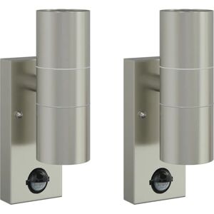 vidaXL Wall Light Set Sensor Stainless Steel IP44 vidaXL Wall Light Set Sensor Stainless Steel IP44