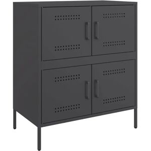 vidaXL Schwarzer Stahl-Sideboard - Stauraumschrank für Wohnzimmer vidaXL Schwarzer Stahl-Sideboard - Stauraumschrank für Wohnzimmer