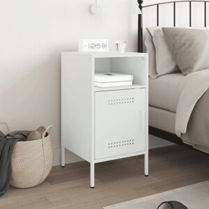 vidaXL Bedside Cabinet White Steel - Bedside Cabinet vidaXL Bedside Cabinet White Steel - Bedside Cabinet