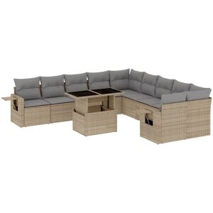 vidaXL 11-tlg. Garten-Sofagarnitur mit Kissen - Beige und Grau - Gartenmöbel vidaXL 11-tlg. Garten-Sofagarnitur mit Kissen - Beige und Grau - Gartenmöbel