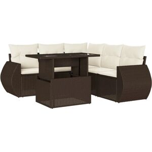 vidaXL Gartenmöbel-Set - Braun & Creme - 6-teiliges Sofa vidaXL Gartenmöbel-Set - Braun & Creme - 6-teiliges Sofa