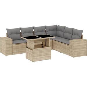 vidaXL Gartenmöbel-Set - Beige, Verstellbarer Tisch, Modulares Design vidaXL Gartenmöbel-Set - Beige, Verstellbarer Tisch, Modulares Design