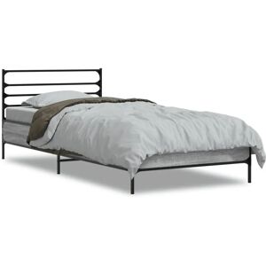 vidaXL Bettgestell Grau Sonoma - Bettgestell mit Holz und Metall - 90x190 cm vidaXL Bettgestell Grau Sonoma - Bettgestell mit Holz und Metall - 90x190 cm