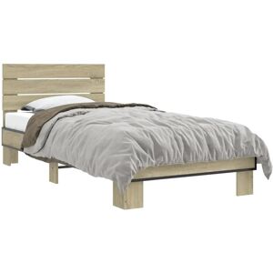 vidaXL Sonoma Oak Bed Frame - 90x200cm - Sturdy Metal & Wood vidaXL Sonoma Oak Bed Frame - 90x200cm - Sturdy Metal & Wood