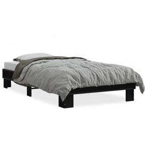 vidaXL 845872 Bettgestell - Holz & Metall - Schwarz - 90x200cm vidaXL 845872 Bettgestell - Holz & Metall - Schwarz - 90x200cm