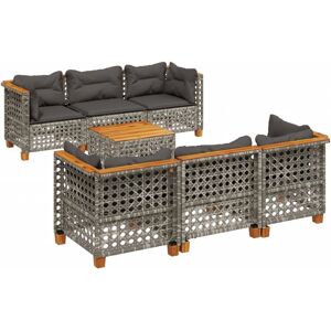 vidaXL 7-tlg. Gartensofagarnitur mit Kissen - Grau - Gartenmöbel vidaXL 7-tlg. Gartensofagarnitur mit Kissen - Grau - Gartenmöbel