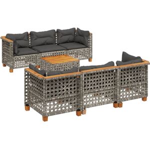 vidaXL Outdoor Möbel-Set - Grau - Gartensofa, Tisch, Kissen vidaXL Outdoor Möbel-Set - Grau - Gartensofa, Tisch, Kissen