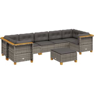 vidaXL Gartenmöbel-Set - Grau - 8-teiliges Sofagarnitur vidaXL Gartenmöbel-Set - Grau - 8-teiliges Sofagarnitur