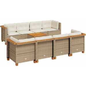 vidaXL Gartenlounge - 9-tlg. Poly Rattan Beige Gartenmöbel vidaXL Gartenlounge - 9-tlg. Poly Rattan Beige Gartenmöbel
