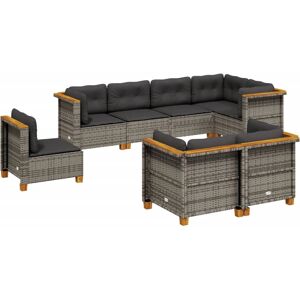 vidaXL 8-teiliges Garten-Sofagarnitur mit Kissen, Grau - Außenmöbel vidaXL 8-teiliges Garten-Sofagarnitur mit Kissen, Grau - Außenmöbel
