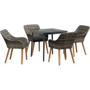 VidasxL Garden Dining Set - Gray Polyester Rattan 5 pcs VidasxL Garden Dining Set - Gray Polyester Rattan 5 pcs